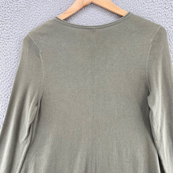 Chicos Sweater Womens 1 US Medium Green Silk Blend V Neck Tunic Stretch Pullover - Picture 4 of 10